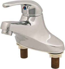T&S Brass - Straight Handle, Deck Mounted Bathroom Faucet - One Handle, No Drain, Standard Spout - Exact Tool & Supply