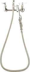 T&S Brass - Faucet Mount, Kitchen Faucet with Spray - Pot and Kettle Filler, Lever Handle, Spoutless, No Drain - Exact Tool & Supply