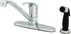 T&S Brass - Faucet Mount, Deck Plate Faucet with Spray - One Handle, Single Handle, High Spout, No Drain - Exact Tool & Supply