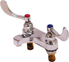 T&S Brass - Faucet Mount, Deck Mount Faucet without Spray - Two Handle, Wrist Blade Handle, Cast Basin Spout, No Drain - Exact Tool & Supply