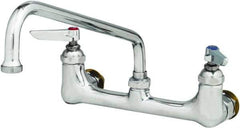 T&S Brass - Wall Mount, Kitchen Faucet without Spray - Swivel Base Faucet with Ceramic Cartridges, Lever Handle, Low Spout, No Drain - Exact Tool & Supply
