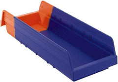 Akro-Mils - 17-7/8" Deep, Blue/Orange Hopper Shelf Bin - 4" High x 6-5/8" Wide x 17-7/8" Long - Exact Tool & Supply