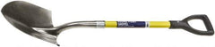 Ability One - 12" High x 9" Wide Round Steel Shovel - 29" Long Fiberglass Straight Handle - Exact Tool & Supply