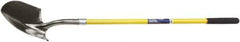 Ability One - 11" High x 9" Wide Round Steel Shovel - 48" Long Fiberglass Straight Handle - Exact Tool & Supply