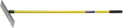 Ability One - Flat Rake with 62" Straight Fiberglass Handle - 16 Tines, 3" Tine Length - Exact Tool & Supply