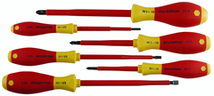 Insulated Slotted Screwdriver 3.4; 4.5; 6.5mm & Phillips # 1; 2 & 3. 6 Piece Set - Exact Tool & Supply