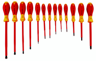 Insulated Slotted Screwdriver 2.0; 2.5; 3.0; 3.5; 4.5; 5.5; 6.5; 8.0; 10.0mm & Phillips # 0; 1; 2; 3. 13 Piece Set - Exact Tool & Supply