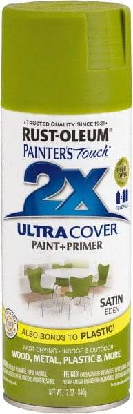 Rust-Oleum - Eden (Color), Satin, Enamel Spray Paint - 8 Sq Ft per Can, 12 oz Container, Use on Multipurpose - Exact Tool & Supply