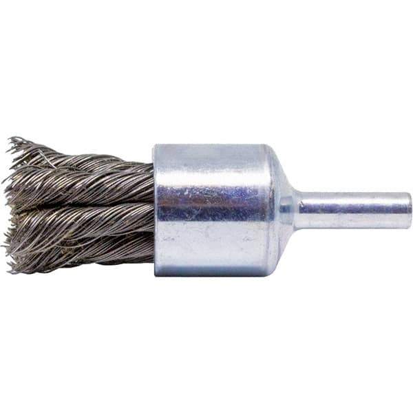 Brush Research Mfg. - 3/4" Brush Diam, Knotted, End Brush - 1/4" Diam Steel Shank, 20,000 Max RPM - Exact Tool & Supply