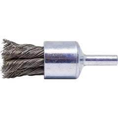 Brush Research Mfg. - 3/4" Brush Diam, Knotted, End Brush - 1/4" Diam Steel Shank, 20,000 Max RPM - Exact Tool & Supply
