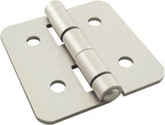 80/20 Inc. - 3" Long x 3" Wide x 3.18mm Thick, Aluminum Door Hinge - Aluminum, Clear Anodized Finish - Exact Tool & Supply
