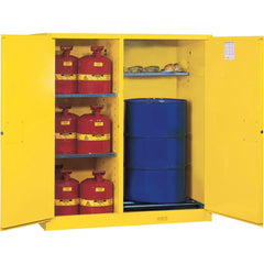 Justrite - Drum Cabinets; Number of Drums: 1 ; Storage Direction: Vertical ; Door Type: Manual Closing ; Number of Shelves: 1 ; Height (Inch): 65 ; Width (Inch): 34 - Exact Tool & Supply