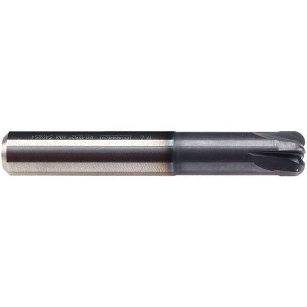 Emuge - 12mm Diam, 7mm LOC, 4 Flute Solid Carbide Roughing & Finishing End Mill - TiAlN Finish, 83mm OAL, 12mm Shank Diam, Cylindrical Shank, 0° Helix, Stub Length - Exact Tool & Supply