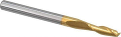SGS - 7/64", 3/8" LOC, 1/8" Shank Diam, 1-1/2" OAL, 2 Flute, Solid Carbide Square End Mill - Single End, TiN Finish, Spiral Flute, 30° Helix, Centercutting, Right Hand Cut, Right Hand Flute, Series 3 - Exact Tool & Supply
