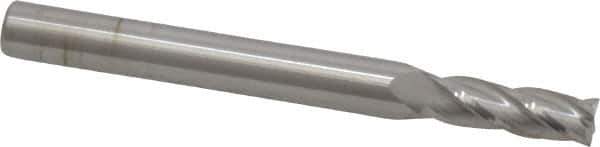 SGS - 7/32", 5/8" LOC, 1/4" Shank Diam, 2-1/2" OAL, 4 Flute, Solid Carbide Square End Mill - Single End, Uncoated, Spiral Flute, 30° Helix, Centercutting, Right Hand Cut, Right Hand Flute, Series 1 - Exact Tool & Supply