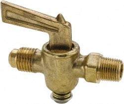 Parker - 1/4" Pipe, 3/8" Tube, Flare to Male Pipe Drain Cock & Shutoff Valve - 1/4-18 Thread, 30 Max psi - Exact Tool & Supply