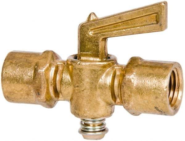 Parker - 1/4" Tube, Compression Pipe to Compression Pipe Drain Cock & Shutoff Valve - 1/4-18 Thread, 30 Max psi - Exact Tool & Supply
