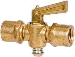 Parker - 1/4" Tube, Compression Pipe to Compression Pipe Drain Cock & Shutoff Valve - 1/4-18 Thread, 30 Max psi - Exact Tool & Supply