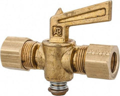 Parker - 3/8" Tube, Compression Pipe to Compression Pipe Drain Cock & Shutoff Valve - 3/8-18 Thread, 30 Max psi - Exact Tool & Supply