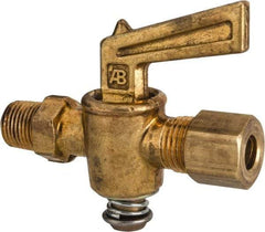 Parker - 1/8" Pipe, 1/4" Tube, Compression Pipe to Male Pipe Drain Cock & Shutoff Valve - 1/8-27 Thread, 30 Max psi - Exact Tool & Supply