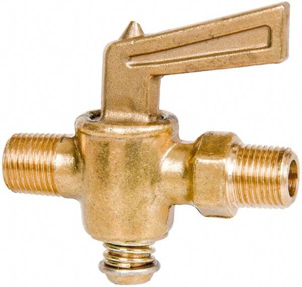 Parker - 1/8" Pipe, Male Pipe to Male Pipe Drain Cock & Shutoff Valve - 1/8-27 Thread, 30 Max psi - Exact Tool & Supply