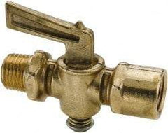 Parker - 1/4" Pipe, Female Pipe to Male Pipe Drain Cock & Shutoff Valve - 1/4-18 Thread, 30 Max psi - Exact Tool & Supply