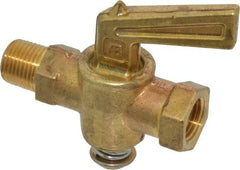 Parker - 1/8" Pipe, Female Pipe to Male Pipe Drain Cock & Shutoff Valve - 1/8-27 Thread, 30 Max psi - Exact Tool & Supply
