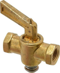 Parker - 1/8" Pipe, Female Pipe to Female Pipe Drain Cock & Shutoff Valve - 1/8-27 Thread, 30 Max psi - Exact Tool & Supply