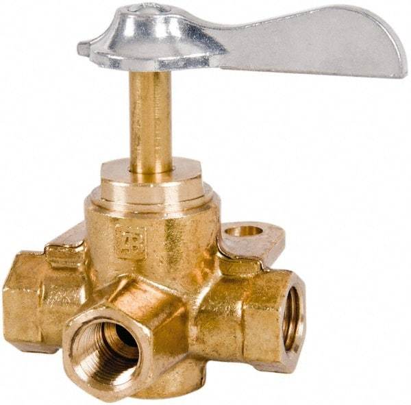 Parker - 1/4" Pipe, Female Pipe Drain Cock & Shutoff Valve - 1/4-18 Thread, 30 Max psi - Exact Tool & Supply