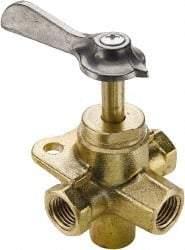 Parker - 1/4" Pipe, Female Pipe Drain Cock & Shutoff Valve - 1/4-18 Thread, 30 Max psi - Exact Tool & Supply