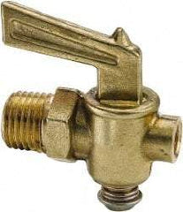 Parker - 1/2" Pipe, Male Pipe Drain Cock & Shutoff Valve - 1/8-27 Thread, 150 Max psi - Exact Tool & Supply