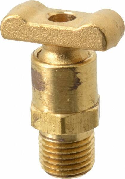 Parker - 1/4" Pipe, Male Pipe Drain Cock & Shutoff Valve - 1/4-18 Thread, 150 Max psi - Exact Tool & Supply