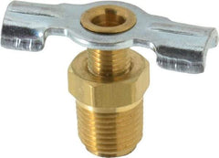 Parker - 1/8" Pipe, External Seal Drain Cock & Shutoff Valve - 1/8-27 Thread, 150 Max psi - Exact Tool & Supply