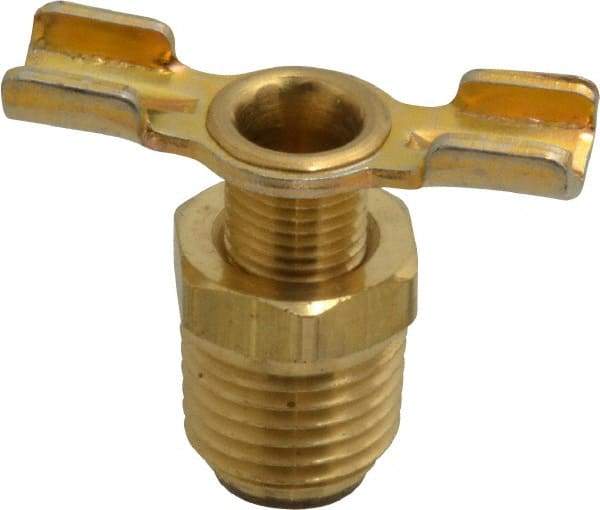 Parker - 1/4" Pipe, External Seal Drain Cock & Shutoff Valve - 1/4-18 Thread, 150 Max psi - Exact Tool & Supply