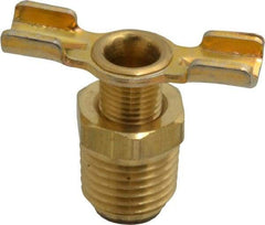 Parker - 1/4" Pipe, External Seal Drain Cock & Shutoff Valve - 1/4-18 Thread, 150 Max psi - Exact Tool & Supply