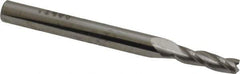 SGS - 9/64", 1/2" LOC, 3/16" Shank Diam, 2" OAL, 3 Flute, Solid Carbide Square End Mill - Single End, Uncoated, Spiral Flute, 30° Helix, Centercutting, Right Hand Cut, Right Hand Flute, Series 5 - Exact Tool & Supply