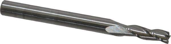 SGS - 5/32", 1/2" LOC, 3/16" Shank Diam, 2" OAL, 3 Flute, Solid Carbide Square End Mill - Single End, Uncoated, Spiral Flute, 30° Helix, Centercutting, Right Hand Cut, Right Hand Flute, Series 5 - Exact Tool & Supply