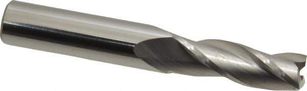 SGS - 11/32", 1" LOC, 3/8" Shank Diam, 2-1/2" OAL, 3 Flute, Solid Carbide Square End Mill - Single End, Uncoated, Spiral Flute, 30° Helix, Centercutting, Right Hand Cut, Right Hand Flute, Series 5 - Exact Tool & Supply