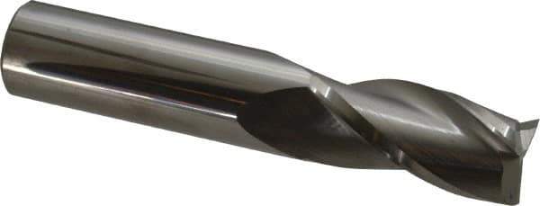 SGS - 3/4", 1-1/2" LOC, 3/4" Shank Diam, 4" OAL, 3 Flute, Solid Carbide Square End Mill - Single End, Uncoated, Spiral Flute, 30° Helix, Centercutting, Right Hand Cut, Right Hand Flute, Series 5 - Exact Tool & Supply