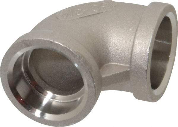 Merit Brass - 3/4" Grade 316 Stainless Steel Pipe 90° Elbow - Socket Weld x Socket Weld End Connections, 150 psi - Exact Tool & Supply
