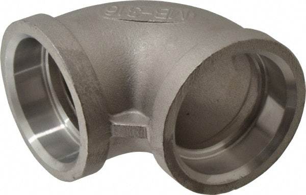 Merit Brass - 1-1/4" Grade 316 Stainless Steel Pipe 90° Elbow - Socket Weld x Socket Weld End Connections, 150 psi - Exact Tool & Supply
