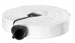 Made in USA - 1-1/2" ID x 1-3/4" OD, 150 Working psi, White Polyester/Rubber Fire Hose, Single Jacket - 1-1/2" NH/NST Ends, 50' Long, -40 to 150°F,450 Burst psi - Exact Tool & Supply
