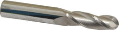 SGS - 11/32" Diam, 1" LOC, 3 Flute Solid Carbide Ball End Mill - Uncoated, Single End, 2-1/2" OAL, 3/8" Shank Diam, Spiral Flute - Exact Tool & Supply