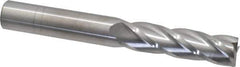 SGS - 5/8", 2-1/4" LOC, 5/8" Shank Diam, 5" OAL, 4 Flute, Solid Carbide Square End Mill - Single End, Uncoated, Spiral Flute, 30° Helix, Centercutting, Right Hand Cut, Right Hand Flute, Series 1L - Exact Tool & Supply