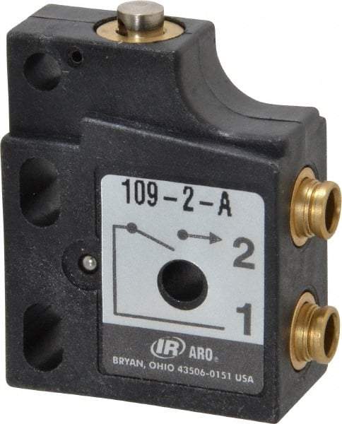 ARO/Ingersoll-Rand - 0.09 CV Rate, 3 Way Valve Mini Mechanical Valve - 5/32" NPT Inlet, 5/32" NPT Outlet, 150 Max psi, Straight Plunger - Exact Tool & Supply