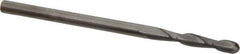 SGS - 1/8" Diam, 3/4" LOC, 2 Flute Solid Carbide Ball End Mill - Uncoated, Single End, 2-1/4" OAL, 1/8" Shank Diam, Spiral Flute - Exact Tool & Supply