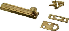 Don-Jo - 3" Long, 1/2" Wide Brass Slide Bolt - US3 Bright Brass - Exact Tool & Supply