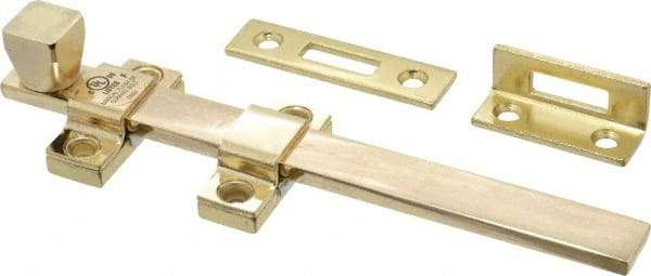 Don-Jo - 8" Long, 1" Wide Brass Surface Bolt - Polished Brass - Exact Tool & Supply