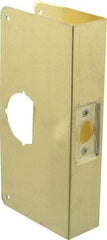 Don-Jo - 4-1/4" Wide x 9" High, Polished Brass Finish, Door Reinforcer - 1-3/4" Thick Door, 2-3/4" Backset - Exact Tool & Supply
