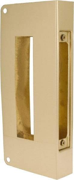 Don-Jo - 5" Wide x 12" High, Polished Brass Finish, Door Reinforcer - 1-3/4" Thick Door, 2-3/4" Backset - Exact Tool & Supply